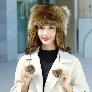 Bérets unisexe parent-enfants chapeau en peluche style mignon mongol avec queue de raton laveur femme adolescents décontracté hiver garder au chaud en gros