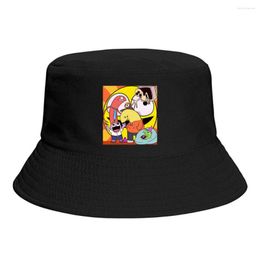 Berets Unisex Polyester Happy Friend Eimer Hut Frauen Sommer Sonnencreme Sonne Lächelnde Freunde Männer Streetwear Angeln Fischer