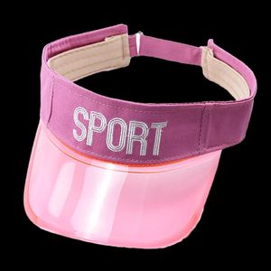 Bérets unisexe d'été en plastique, chapeaux à visière pour enfants, casquette de soleil transparente, lettres brodées, Sport mignon rose blanc violet bleu