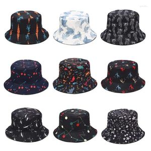 Baretten Unisex Zomer Omkeerbare Harajuku Emmer Hoed Cartoon Wortel Cactus Gedrukt Hip Hop Outdoor Persoonlijkheid Panama Visser