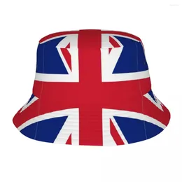 Bérets unisexe drapeau du royaume-uni, chapeau seau Union Jack, chapeaux de pêcheur portables, casquettes de pêche rétro d'été Hip Hop imprimé soleil