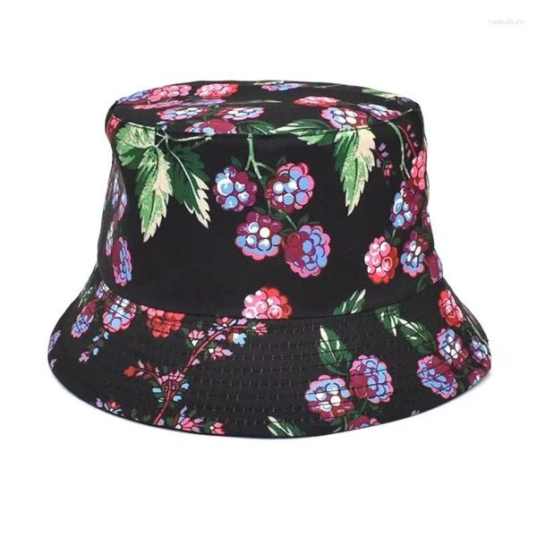 Bérets unisexes, chapeaux de pêche imprimés Vintage, chapeau de pêcheur d'été, seau de fruits réversible pour femmes et hommes, casquettes Hip Hop de rue