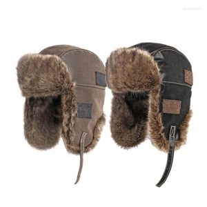 Bérets unisexe hiver épais chaud russe Ushanka chapeau avec protecteurs d'oreilles mode hommes femmes doux fourrure bombardier chapeaux