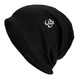 Bérets unisexe hiver chaud Bonnet Femme chapeaux tricotés Cool Om symbole bonnet casquette Yoga méditation spirituelle bouddhisme Aum bonnets pour hommes