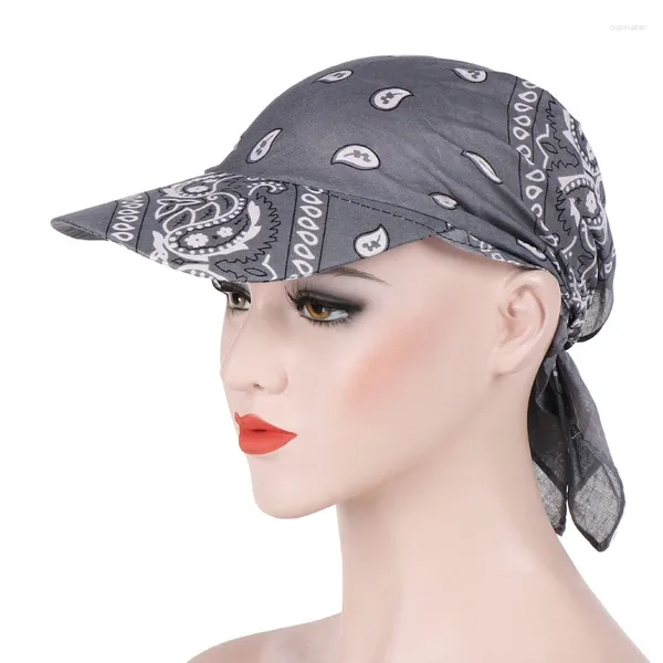 Boinas Unisex Mujeres Bandana Turbante Pañuelo Verano Ajustable Algodón Gorra De Béisbol Playa Protección UV Sombreros Para El Sol Visera Cuadrada Bufanda Sombrero