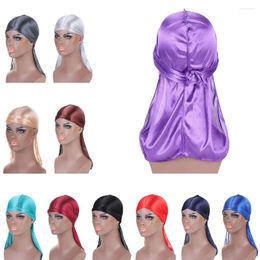 Berets Unisexe Femmes Men Silky Durag Bandanas Turban Hat Wigs Doo Satin Durags Biker Headwear Bandau Du-Rag Hair Accessoires