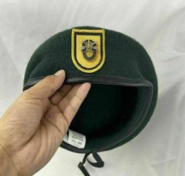 Berets US Army 1th Special Forces Group Blackish Green Wool Beret Hat5307321