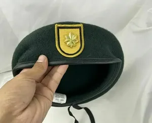 Baretten US Army 1th Special Forces Group BLACKISH Green Beret Major Device Rank Military Hat Re-enactment