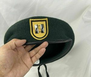 Bérets US Army 1th Special Forces Group Green WOOL Beret Officer's Captain Rank Military Hat Cap