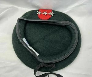 Bérets 7e groupe de forces spéciales de l'armée américaine, béret vert noirâtre 3 étoiles, chapeau de grade de lieutenant général, reconstitution militaire