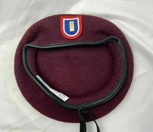 Bérets de l'armée américaine, 82e Division aéroportée, béret rouge en laine, chapeau de premier lieutenant, chapeau de reconstitution militaire