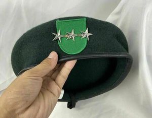 Bérets 9e groupe des forces spéciales de l'armée américaine, béret vert noirâtre, chapeau de lieutenant général 3 étoiles, toutes tailles