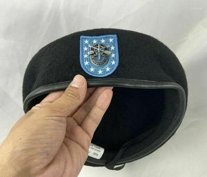 Bérets Us Army Infantry Regiment Black Wool Beret Special Forces Sf Badge Military Hat Store