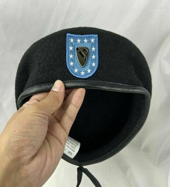 Berets US Army Infantry Regiment Black Wool Beret 1st Team Horse Cavalry Division Military Hat9259641