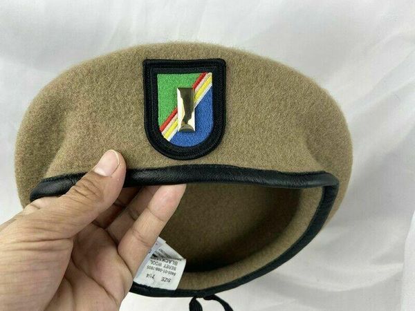 Bérets US Army Ranger Regiment Laine Béret Kaki Second Lieutenant Officier Grade Chapeau Casquette Militaire