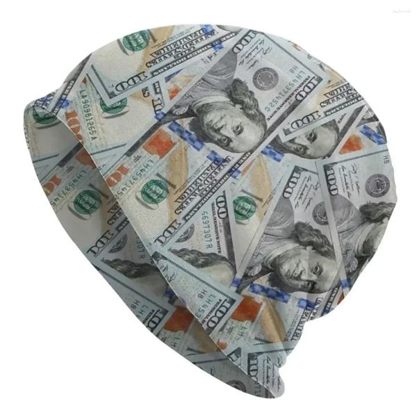 Bérets US Dollars Modèle Bonnet Chapeaux Hip Hop Hapt pour femmes Men Men Hiver Money Money Skullies Bons de bonnet