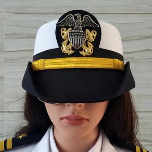 Baretten US Navy Caps Vrouwelijke Jacht Hoed Eagle Badge Witte Pilot Militaire Marine Corps Sailor Kapitein Hoeden Voor Vrouwen