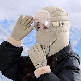 Berets Ushanka Женская зима утолщенная теплая защита уха хлопковая шляпа на открытом воздухе мужская холодная езда