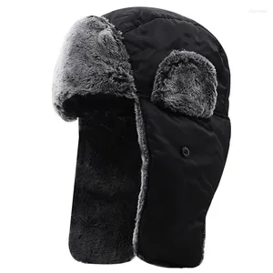 Baretten Ushanka Mannen Vrouwen Russische Hoed Trapper Bommenwerper Warm Trooper Oorkleppen Winter Ski Effen Pluizige Faux Fur Cap Hoofddeksels motorkap