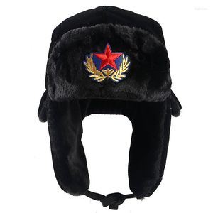 Bérets Ushanka russe hiver Bomber chapeaux pour hommes 2023 extérieur chaud automne neige pilote casquette fausse fourrure oreillettes trappeur soviétique chapeau