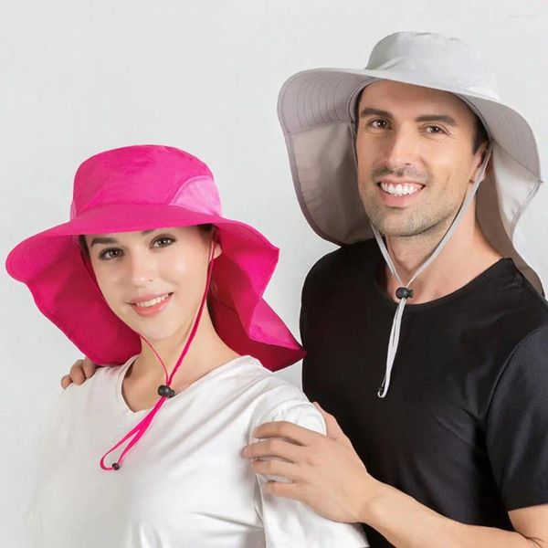 Bérets UV chapeau plein air soleil hommes et femmes grand bord cou protection tissu pêche