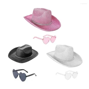 Bérets Vacation Cowboy Hat paillettes et lunettes de soleil Cadeau surprise pour les filles cowgirl Carnivals Music Festival DXAA