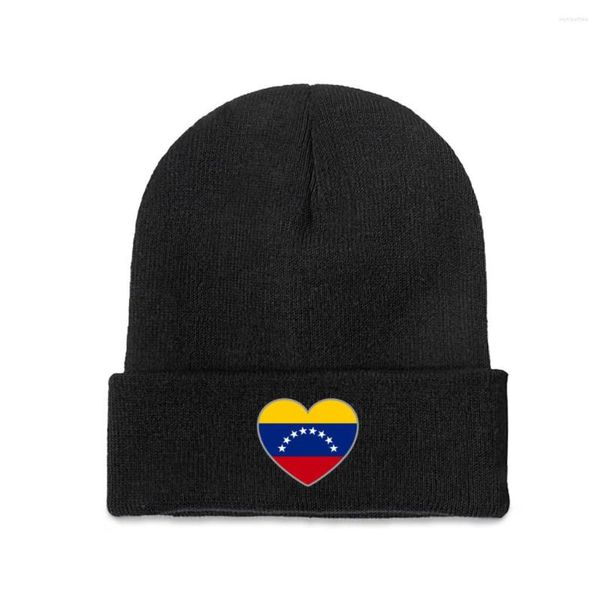 Bérets Venezuela Drapeau Coeur Top Imprimer Hommes Femmes Unisexe Chapeau Tricoté Hiver Automne Bonnet Bonnet Chaud Bonnet Pour Cadeau