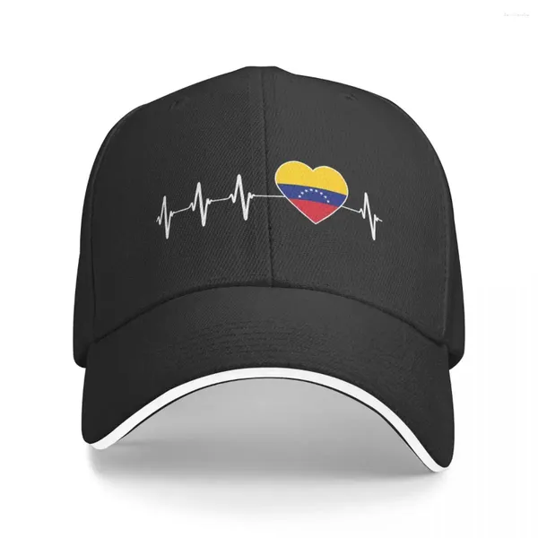 Bérets Vénézuélien Heartbeat Heart Family Casquette de baseball I Love Venezuela Country Flag Sandwich Chapeaux Unisexe Réglable Voyage