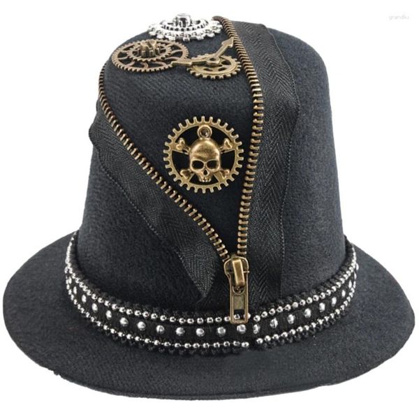 Beretas Victorianos Hat de fiesta Clip Campo Steampunk Fedoras Unisex Cosplay Dress Up Masquerades