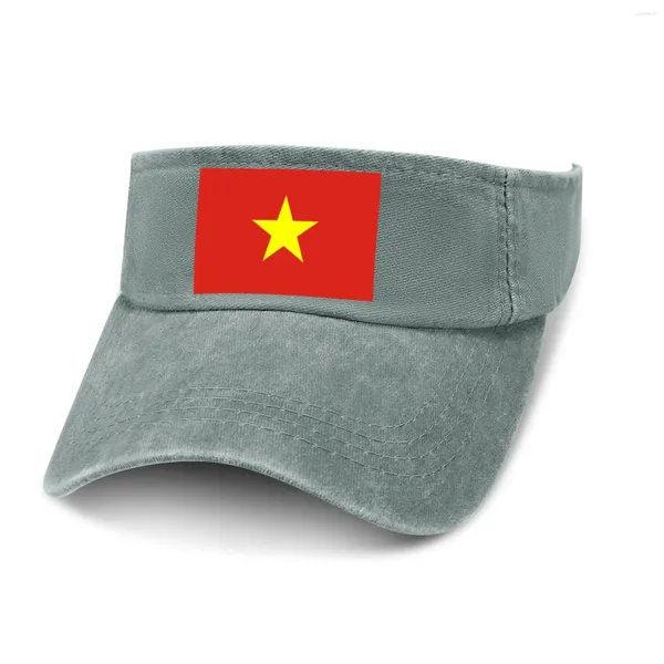 Boinas Bandera de Vietnam Visera para el sol Top con fugas Sombreros de vaquero Hombres Mujeres Personalizar DIY Gorra Deportes Béisbol Tenis Golf Gorras Vacío Sombrero abierto