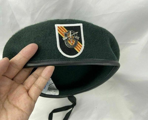 Boinas GUERRA DE VIETNAM EJÉRCITO DE EE. UU. 5º GRUPO DE FUERZAS ESPECIALES BOINA VERDE NEGRUEZ SOMBRERO MILITAR GORRA DE LANA REPRO