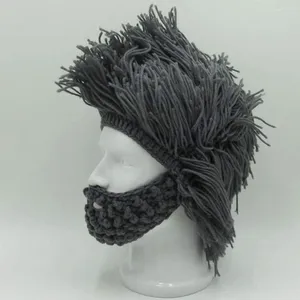 Bérets Viking barbe bonnet corne chapeau hiver chaud masque tricoté laine drôle crâne casquette tricot Ski