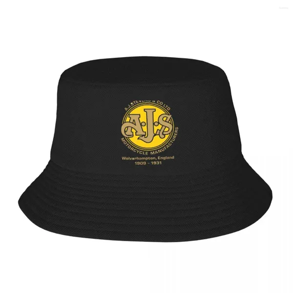 Boinas Vintage AJS Diseño de motocicleta Sombrero de cubo Panamá para hombre Mujer Bob Sombreros Fresco Pescador Verano Playa Pesca Gorras unisex