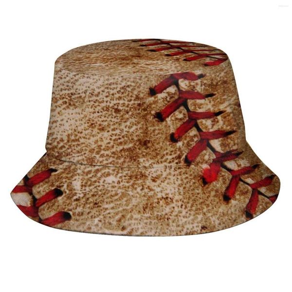 Bérets Vintage Baseball Ball Rouge Et Blanc Sport Coréen Casquettes Drôle Plage Seau Chapeaux Joueur Personnaliser Amant