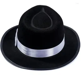 Berets vintage noir fedora jazzs chapeau magicshow coiffure carnivals fête