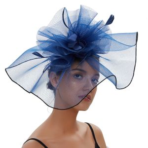 Berets Vintage Bridal Flower Feather Hats Elegante bruiloftaccessoires Bruid Net White Fascinator Hat's formele gelegenheid 230505