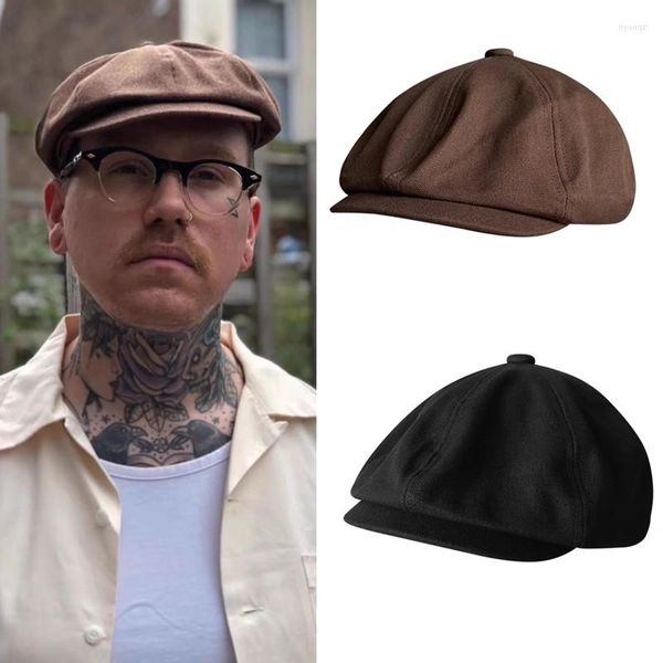 Boinas Vintage de algodón para hombre, sombrero clásico Sboy Gatsby, boina octogonal de Color negro café, gorra de caza Unisex, regalos para novio