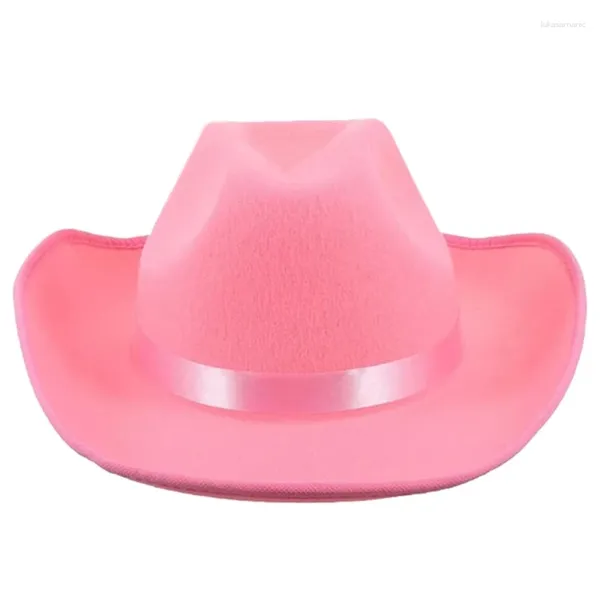 Boinas Vintage Fedora Sombrero Mujeres Hombres Fieltro Señoras Sombreros de vaquero Fiesta Color Sólido El Tipo Oeste Top Bonnet Cosplay de los hombres