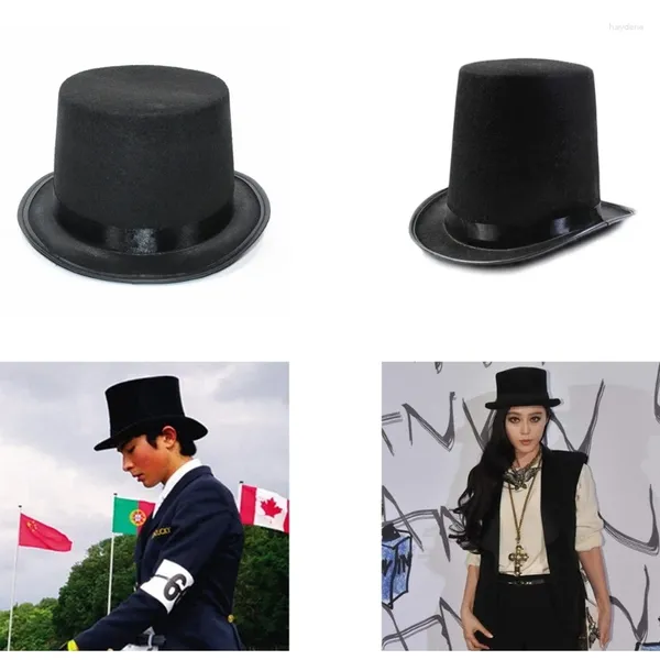 Boinas Vintage Fedora Sombrero de copa Edad victoriana Blanco Ala corta Mago occidental para niños Hombres Adultos Gorra