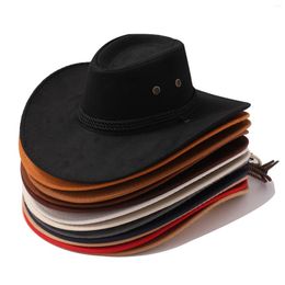 Baretten Vintage Fedora Hoeden Voor Mannen Vrouwen Vilt Brede Rand Emmer Fedora Swanowing Cowboy Jazz Outdoor 8 Kleuren