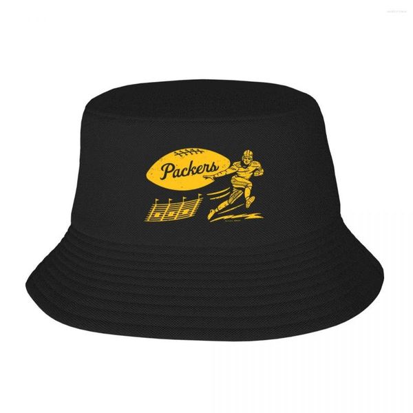 Bérets Vintage Football - (Yellow Wordmark) Bucket Hat Sunhat Beach Fishing Men Caps Women's