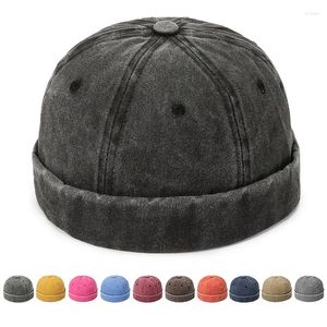 Berets Vintage Men's Summer Cotton Brimless Cap Street Portable Docker Portable Hat Hap Hip Hop Ins japonais