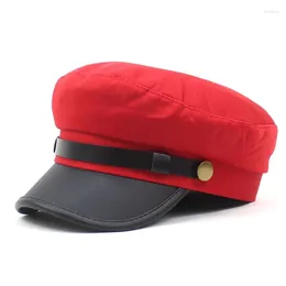 Bérets Vintage Military Beret Hats for Women Elemy Autumn Winter British Style Outdoor Travel Plat Peak Paps Caps Unisexe Cap
