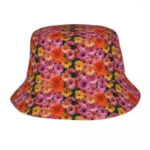 Bérets Vintage Pink Hippy Daisy Flower Pattern Unisex Bucket Hat Custom Summer Travel Beach