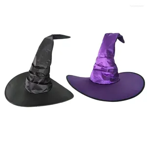 Berets vintage geplooide heksenhoed Halloween voor creatieve wizard All-match cosplay verkleedt buiten par