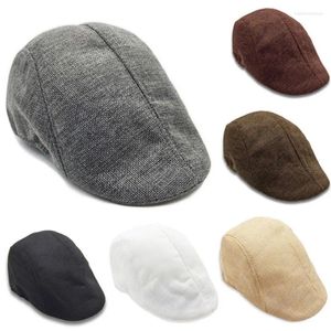 Berets Vintage SBOY Artists HATS UNISEX BERET CAPS LINEN MALON SOLID SUMME SUMME AUTONNEM