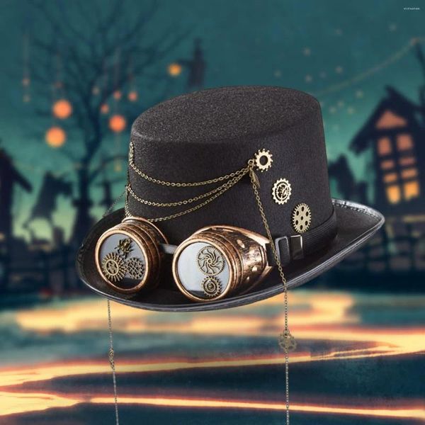 Berets Vintage Style Steampunk Top Hat Jazz Gothic Unisexe Head Gear Costume For Men One Slip Cosplay Gentlemen Party Party Holiday