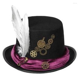 Boinas Vintage Victorian Top Hat Fieltro Steampunk Cap Boda Cool Headwear Accesorios de Halloween Cosplay Party Props Costume
