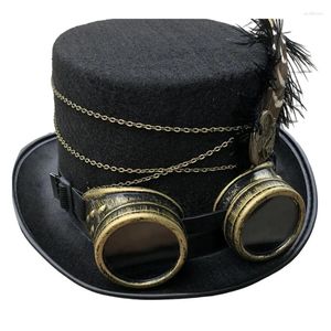 Berets Vintage Victoriaanse tophoed Feelt Steampunk Masquerade Balls Headwear Halloween Accessories Cosplay Party Magician