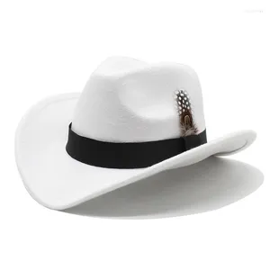 Bérets Vintage Western Cowboy Hat pour hommes large bord Jazz casquette avec ceinture en cuir Sombrero quatre saisons